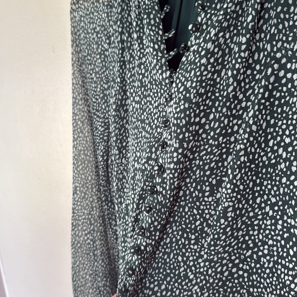 Joie green and White patterned Long Sleeve Dress medium - Picture 4 of 7